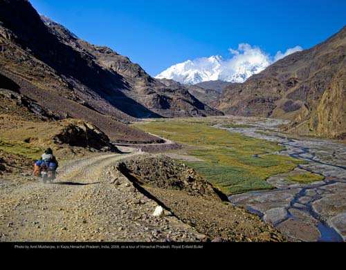 Photo by Amit Mukherjee, India; in Kaza, Himachal Pradesh, India, 2008, on a tour of Himachal Pradesh. Royal Enfield Bullet.