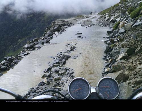 photo by Gregor Zajac, Poland; Crossing Rothang Pass; India tour, Royal Enfield 350ccm.