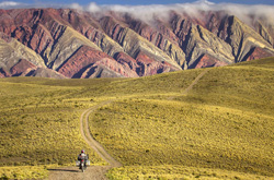 Photo by Stephan Hahnel (Germany) of Ulrike Hahnel riding through the mountains of northern Argentina. Yamaha XT660Z Ténéré.