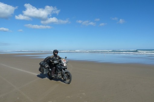 Frank and Simone on 90 mile beach in New Zealand.