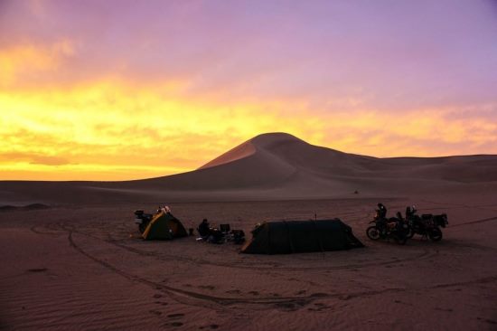 Xenia and Tinu, Desert camping sunset.