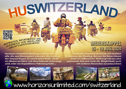 Horizons Unlimited Switzerland 2024 postcard, English.