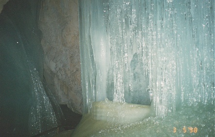 Ice flow inside a cave