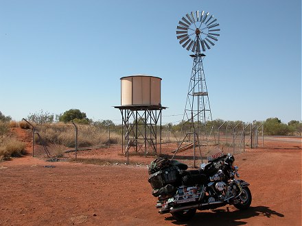 Drover's windmill and tank, now used for tourist watering.