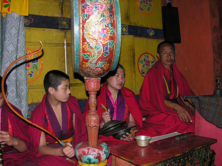 Monks praying in Trashigang Dzong