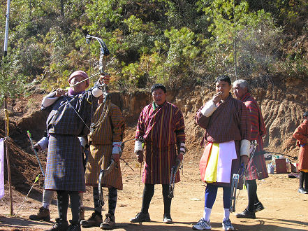 Archers at play on Bhutan New Year holiday