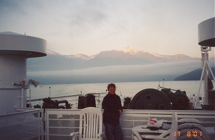 Early morning on the boat after sleeping on deck in our tent