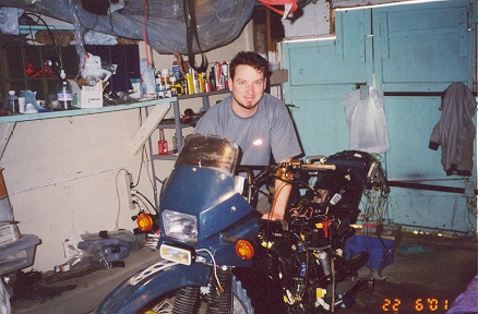 Rich, preparing to head out on his overseas motorcycle trip