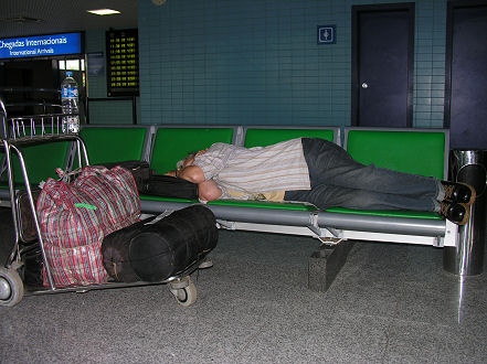 Catching up on sleep after our early morning arrival at Praia Airport