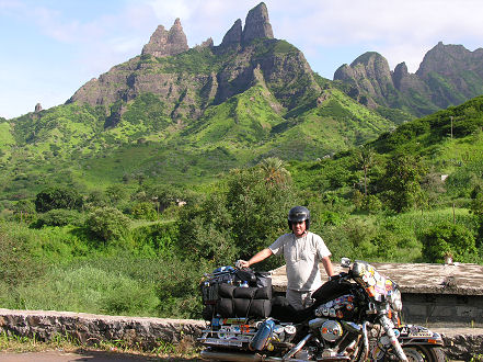 Captain Felix enjoying the Harley ride into the Picos
