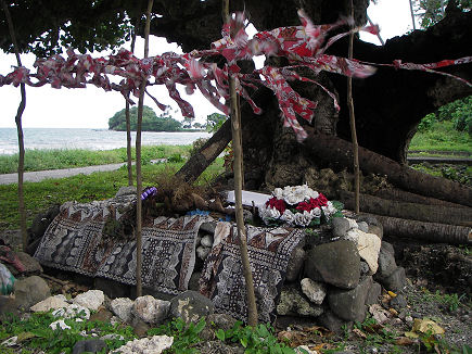 Recent burial plot on the island