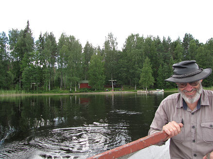 Out enjoying the lake in their rowboat