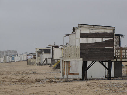 Beach cabins along Bleriot Plage, Calais