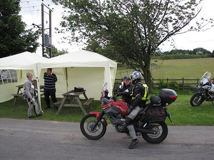 Kay welcoming riders to the HU Rally