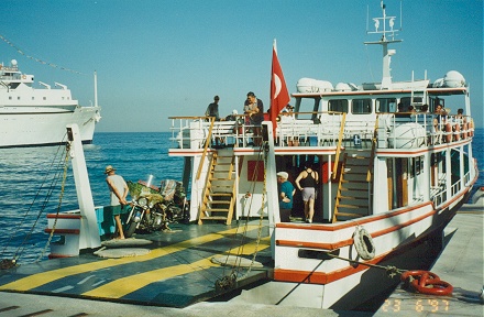 Small ferry from Turkey to Greek island of Samos