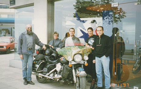 Leaving the H-D shop in Thessalonika