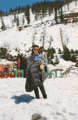 Playing in the snow out of Manali, road closed