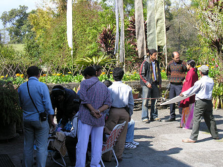 Movie making Indian style, in a hotel garden