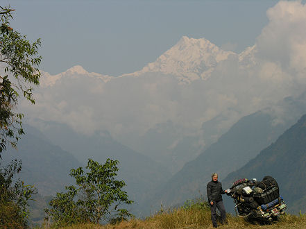 Khangchendzonga Mountain peeking out of the fog