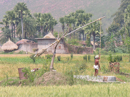 Drawing water for irrigation, same for thousands of years