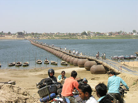 Temporary bridge across the Ganges River at Varanasi