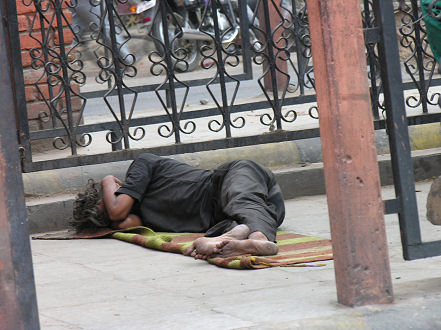One of many street sleepers, no work