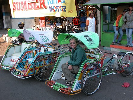 Bicycle rickshaw or becak