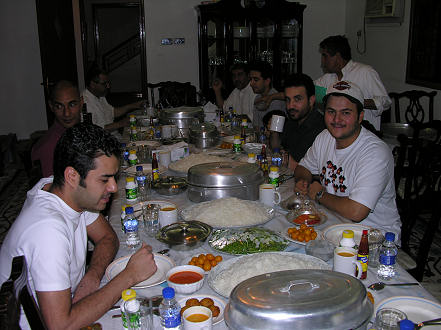 Fast breaking meal at Talal's uncle's home