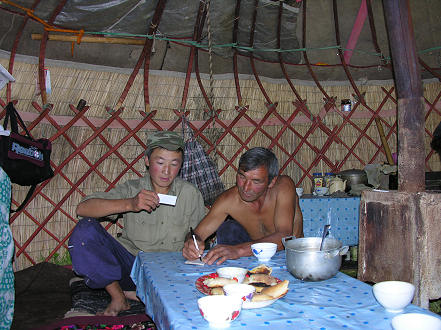 Sipping fermented mares milk in a basic yurt in the Valley of Flowers