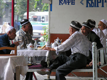 Breakfast, a meeting place for the respected aged in Osh 