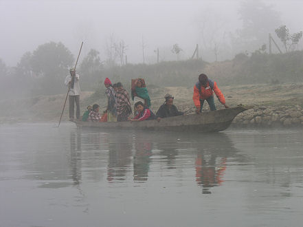 Locals out in the foggy morning
