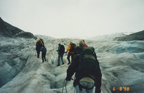 Trecking up the glacier