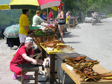 Selling lake fish, either dried or smoked