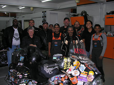 At the Dammam H-D workshop after repairs to the bike