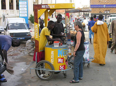 A couple of the dozens of mobile Nescafe coffee street sellers