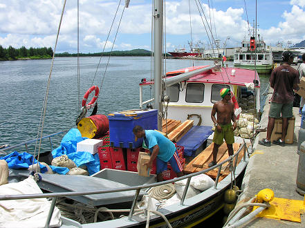 Small freight boat we caught to La Digue Island