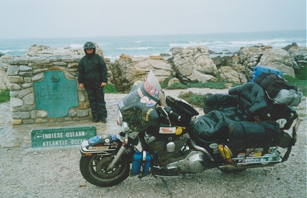 Cape Agulhas, the furthest south we can ride in Africa