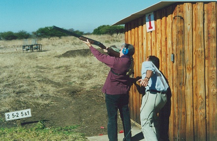 Trying our hand at clay pigeon shooting