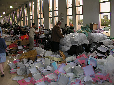 Ferry terminal to Algeria where goods are being repacked to get through customs