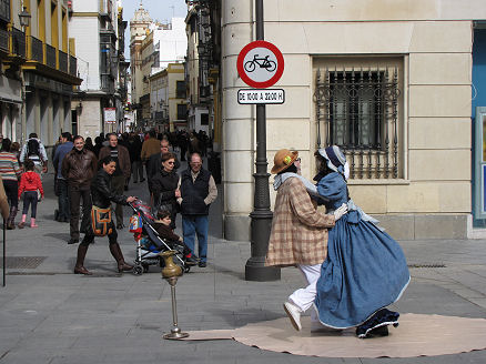 One man dance team busker in Seville