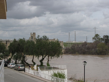 Swollen river view from our hotel in Alcala Del Rio