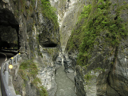 Road winding through the narrow gorge
