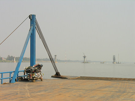 Ferry to myself with the new bridge construction in background