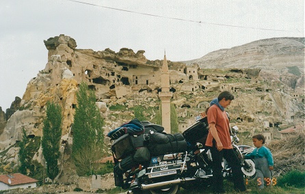 Ruins of carved rock dwellings that we could scramble through and explore