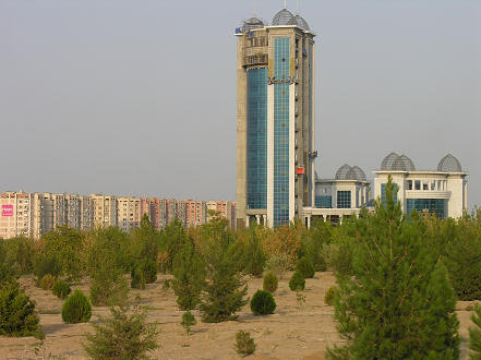 The old Russian appartments replaced by modern towers, amongst newly planted forests