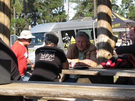 Kay and Ted Simon chat, always an interesting
          person