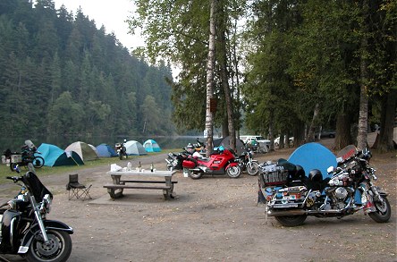Participants camped at the Horizons Unlimited Rally in Revelstoke