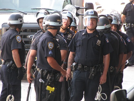 Riot police arrived to break up the event.