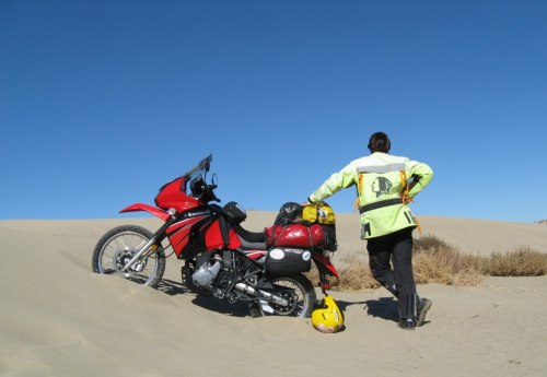 Do I really want to keep riding through this deep, soft, hot, ugly sand on my loaded 2009 Kawasaki KLR 650? 