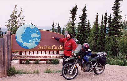 At the Arctic Circle sign.